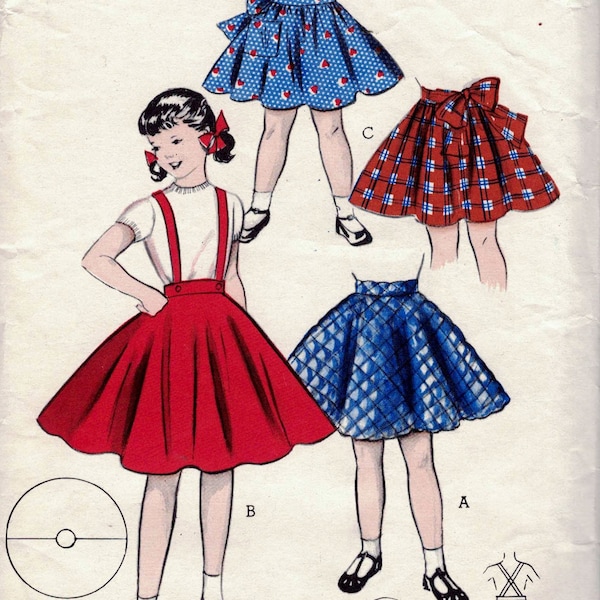 Butterick 6604 Jupe Circle & Shirred « Quick and Easy » pour filles en 9 pièces.  Taille 10, Taille 24.  Couper et terminer.  Années 1950