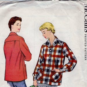 McCall's 3242 - Misses' Jacket - Pendleton Styling - Size Small - 10-12, Bust  28 1/2-30, Medium 14-16, Bust 34-36, Cut/ Complete  1955