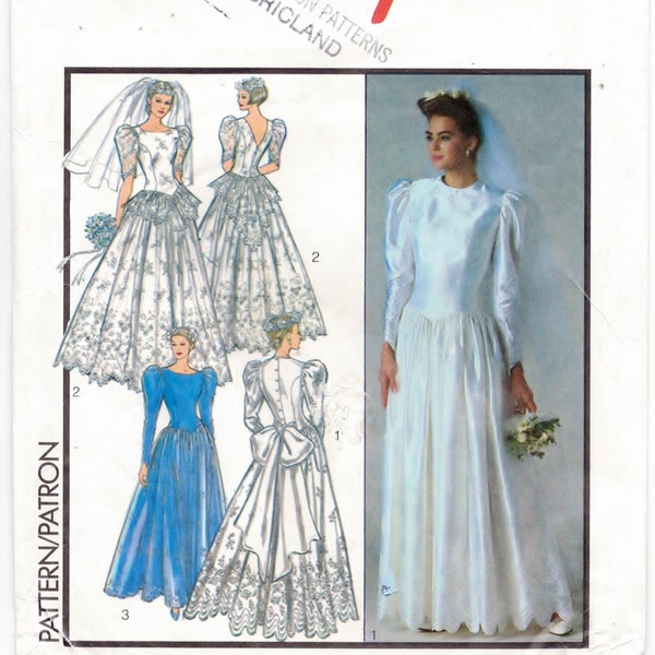 Style 4899 - Beautiful Wedding Gown Designed for Lace, Embroidered Fabrics and Bridesmaid Dress, Miss 12, Bust 34, Cut and Complete.  1986