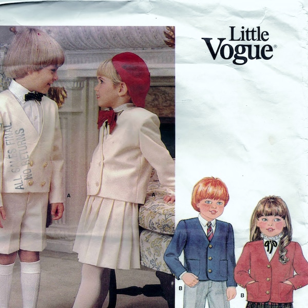 Vogue 1313  Little Vogue Children's Jacket, Skirt, Pants and Shorts - Outstanding Formal or Semi Formal Wear, Size 6, Factory Folded. 1980's