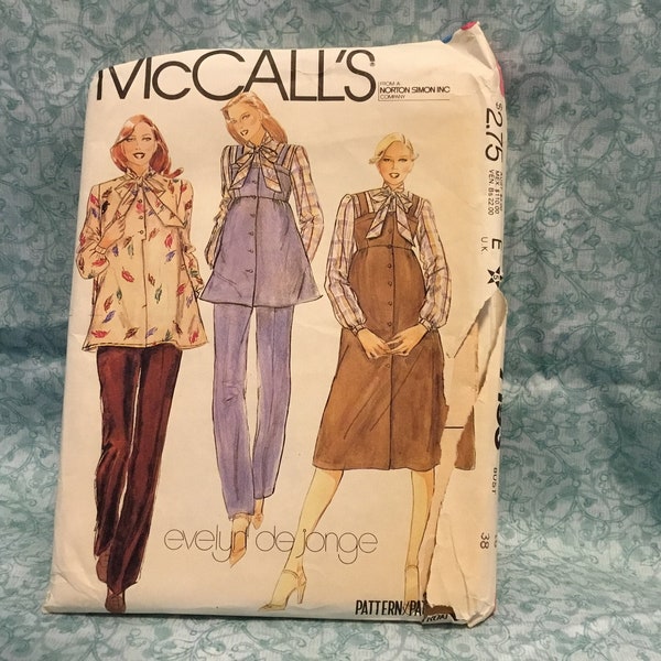 McCall's 7193 Get Ready For Fall, 1980's Stylish Size 16, Bust 38, Maternity Jumper, top, blouse and pants