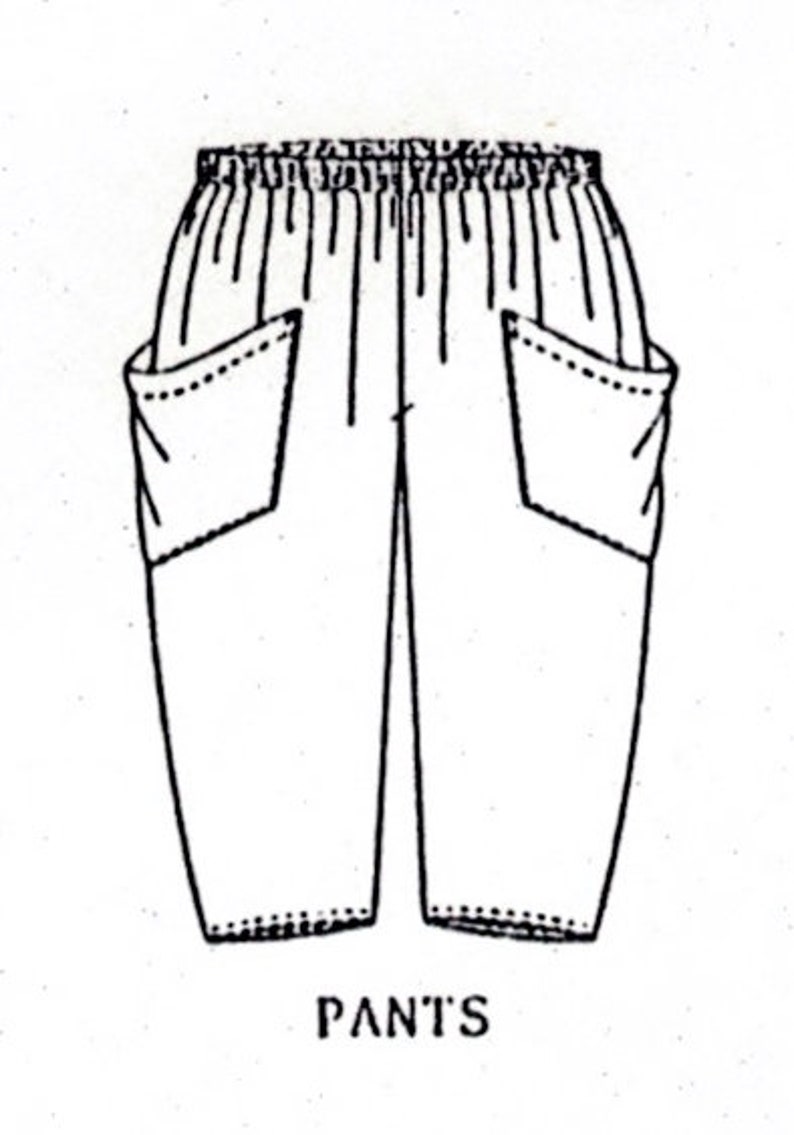 S M 1980/'s Size XS Pauloa Patterns 3300 Unisex Oversized T Shaped Pullover Top and Wide Waisted Tapered Pants L Factory Folded