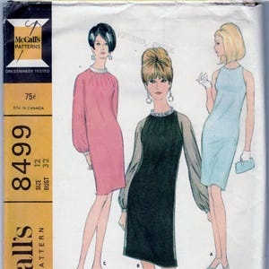 May include: Vintage McCall's sewing pattern for a sleeveless dress or slip and an overdress or dress. The pattern is for size 12, bust 32 inches. The pattern shows three women wearing different versions of the dress.