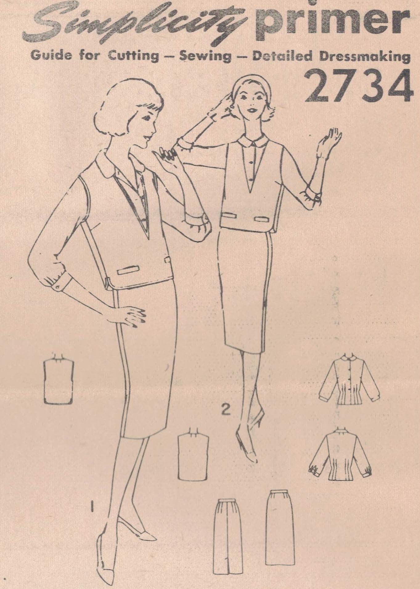 Simplicity 2734 - Misses' Slim Skirt, Fitted Blouse and Loose