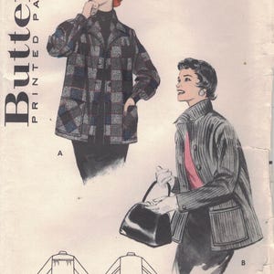 Butterick 7044 - Misses' Man-Tailored Box Jacket with Patch Pockets -  Bust 32 Factory Folded.  1954
