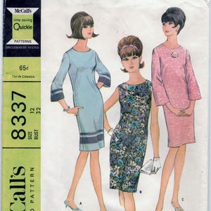 McCall&#39;s 8337 - Mod Dress in 3 Stylish Versions, Size 12, Bust 32, Cut and Complete.  1966