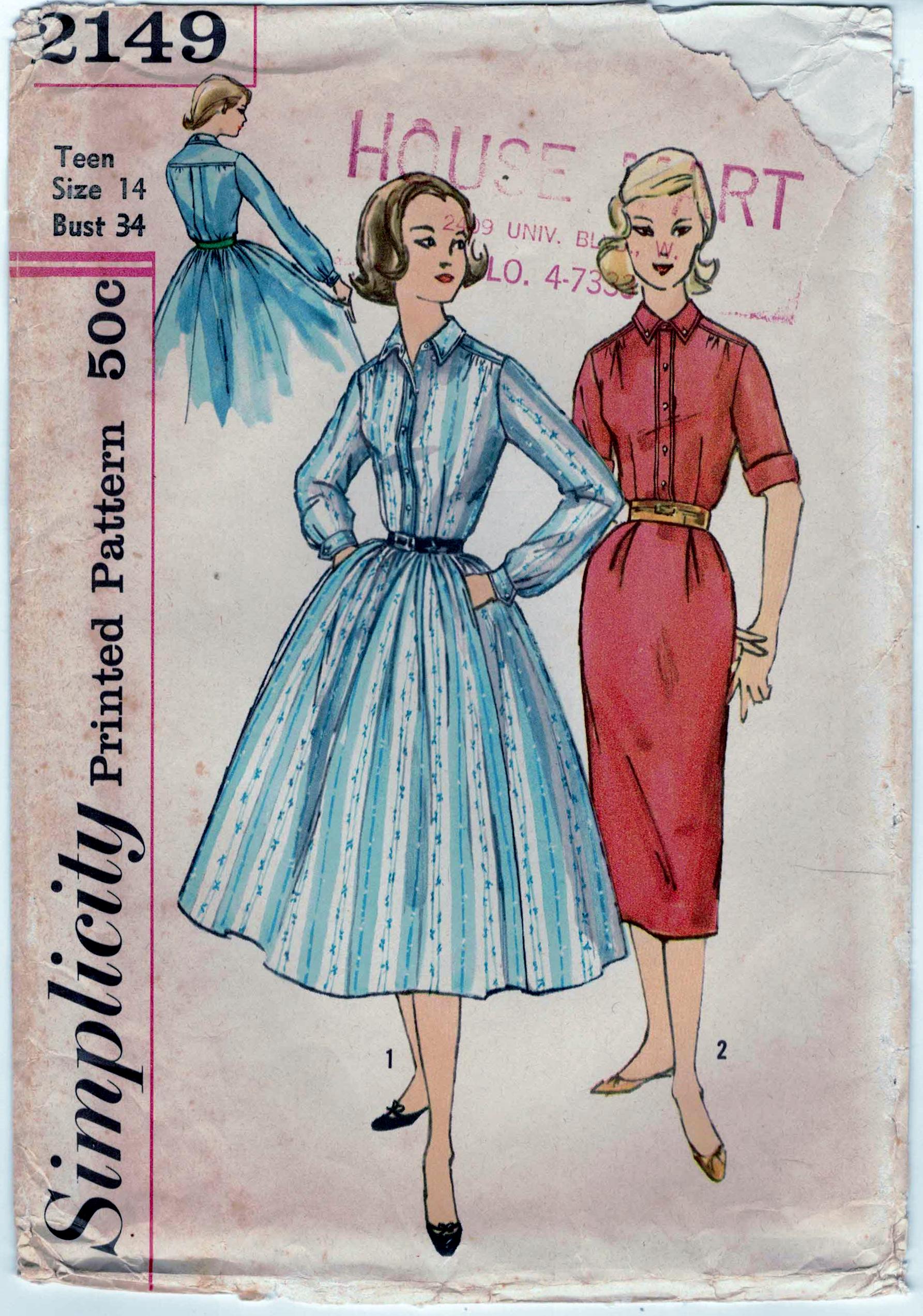 シンプリシティ 2149 - フル ツイル スカート (またはスリム) 付きの