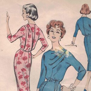 Butterick 8701 - Make Some Magic - Elegant Draped Sheath - Miss 14, Bust 34, Printed Cut and Complete.  1959