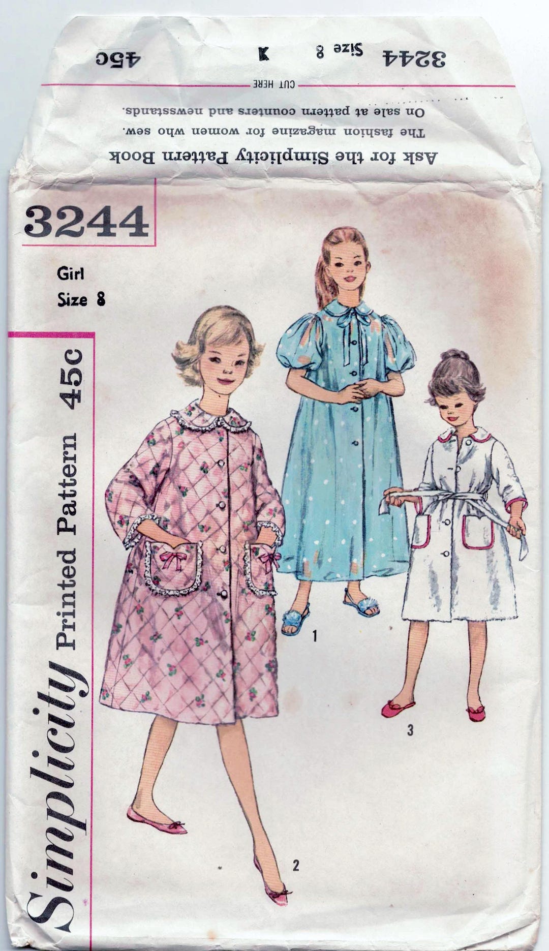 Simplicity 3244 - Girls' Robe in Ankle or Below Knee Length, Sleeve and ...
