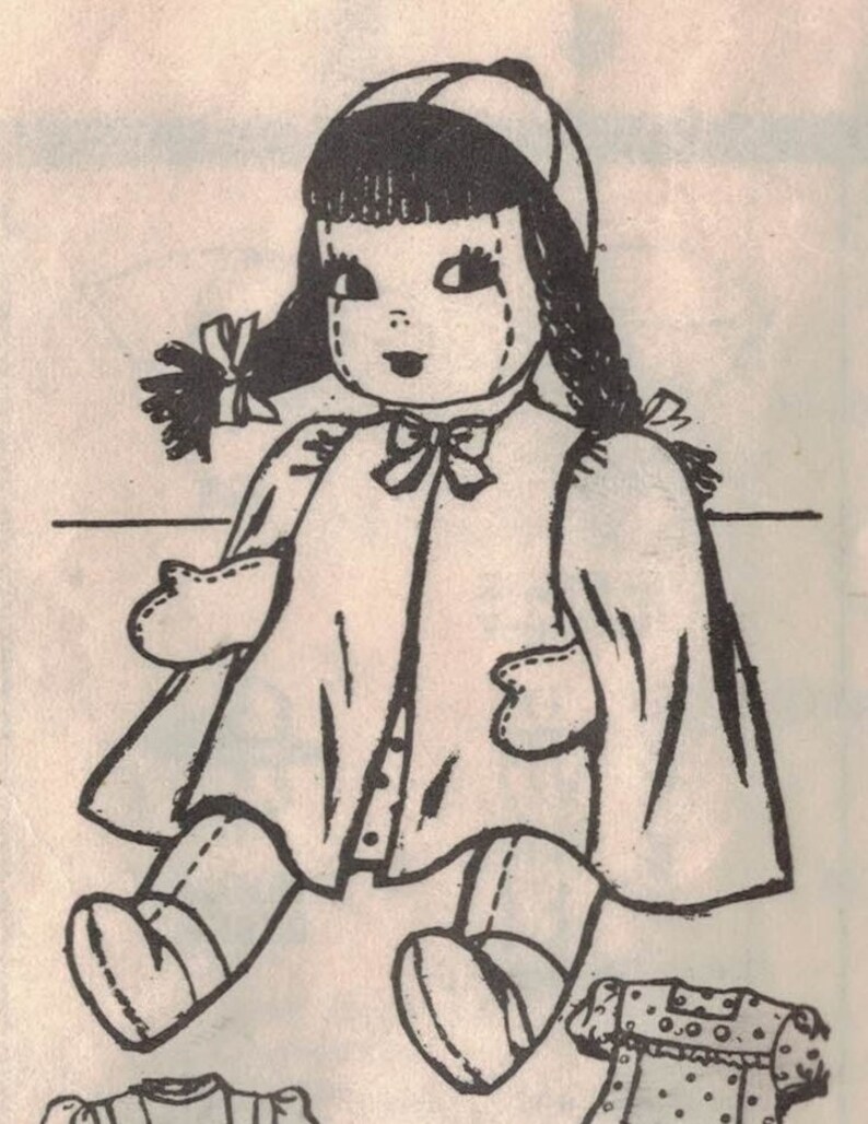Dress Mail Order 3782-20 Doll and Doll Wardrobe Doll UNPRINTED Complete Jumper Blouse 1948 Cape Pantie and Shoes Slip Beanie