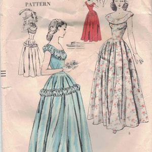 fancy dresses in 1947 Dress with Cut-Outs D40-4185 EvaDress Patterns Gather Your Clothing Coupons
