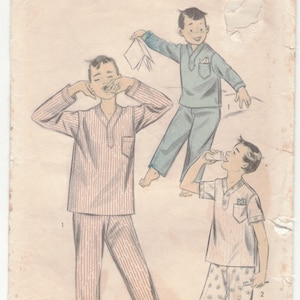 Advance 7003 - Pijama de niños pequeños - Top de manga corta o larga - talla 6 para niños, pecho 24, corte y completo.  1955