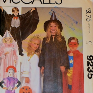 McCall's 9235, Fantasias infantis, femininas e masculinas, tamanho grande (10 - 12), corte parcial e completo. 1984