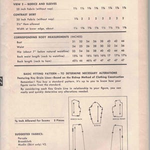 Advance 8350 - Basic Fitting Pattern - Personalize Your Sewing - Size 16, Bust 36 - Factory Folded. 1957 image 2