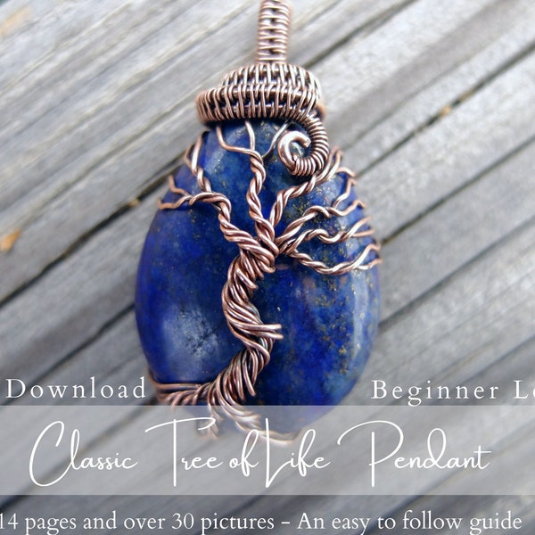 Easy Tree of Life Wire Wrap Tutorial - For Beginners - Wire Wrapped Teardrop Pendant Necklace Tutorial - PDF Download