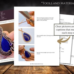 May include: A digital download of a wire wrapped pendant tutorial. The tutorial includes clear pictures and detailed captions to help you follow each step. The tutorial is titled "Audra Pendant Tutorial".