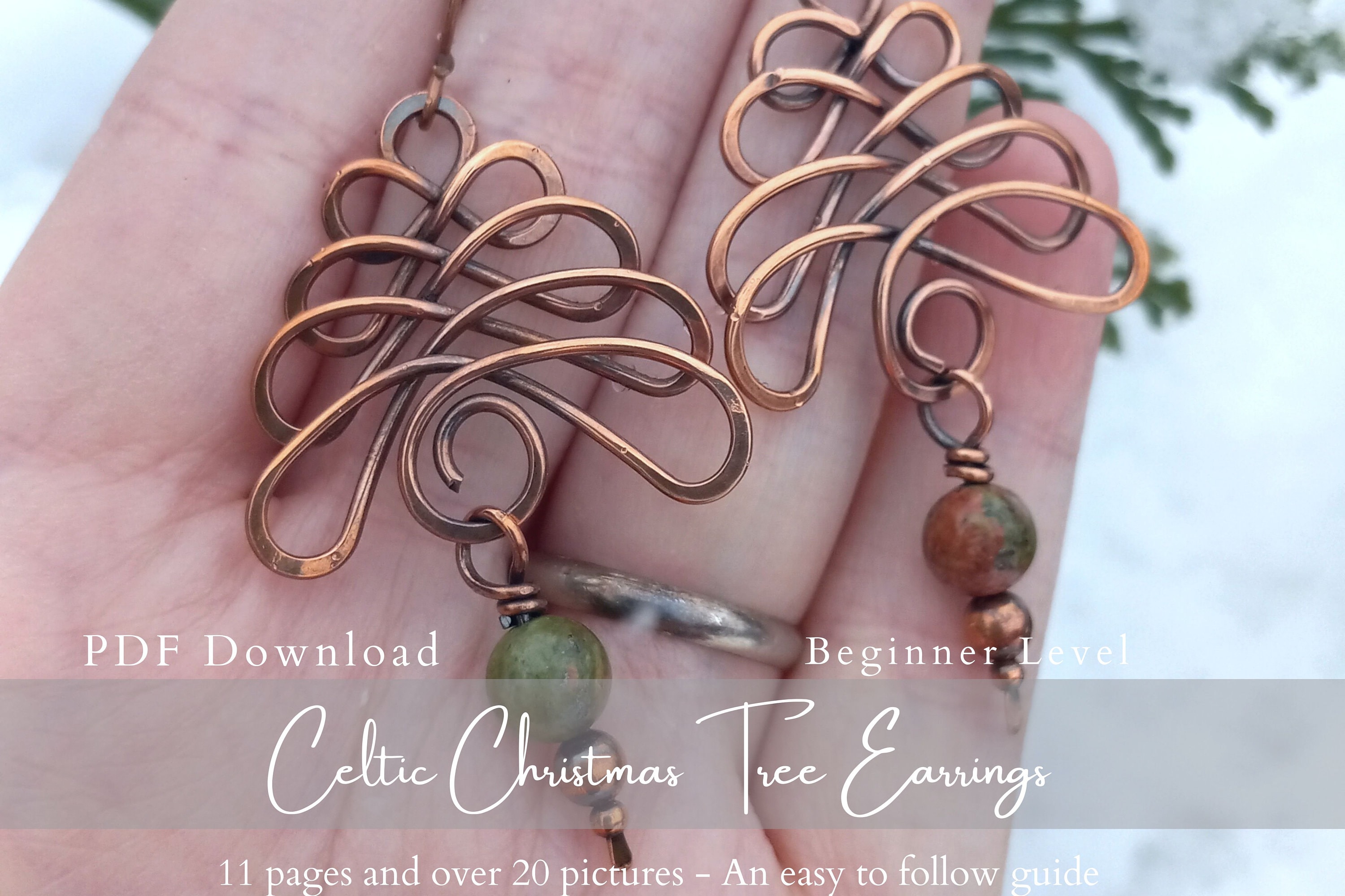 Celtic Christmas Tree Earrings Wire Wrap Tutorial for Beginners Wire Wrapped Christmas winter Jewelry Written Guide PDF Download Etsy