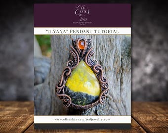 Tutoriel sur le pendentif emballé par un fil - Pendentif Ilyana - Bijoux à faire soi-même - Niveau intermédiaire ou avancé - Modèle de tissage de fil PDF