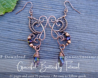 Graceful Butterfly Earring Wire Wrap Tutorial - PDF Download Wire Weave Tutorial - Great for Beginner/Intermediate Wire Wrappers!