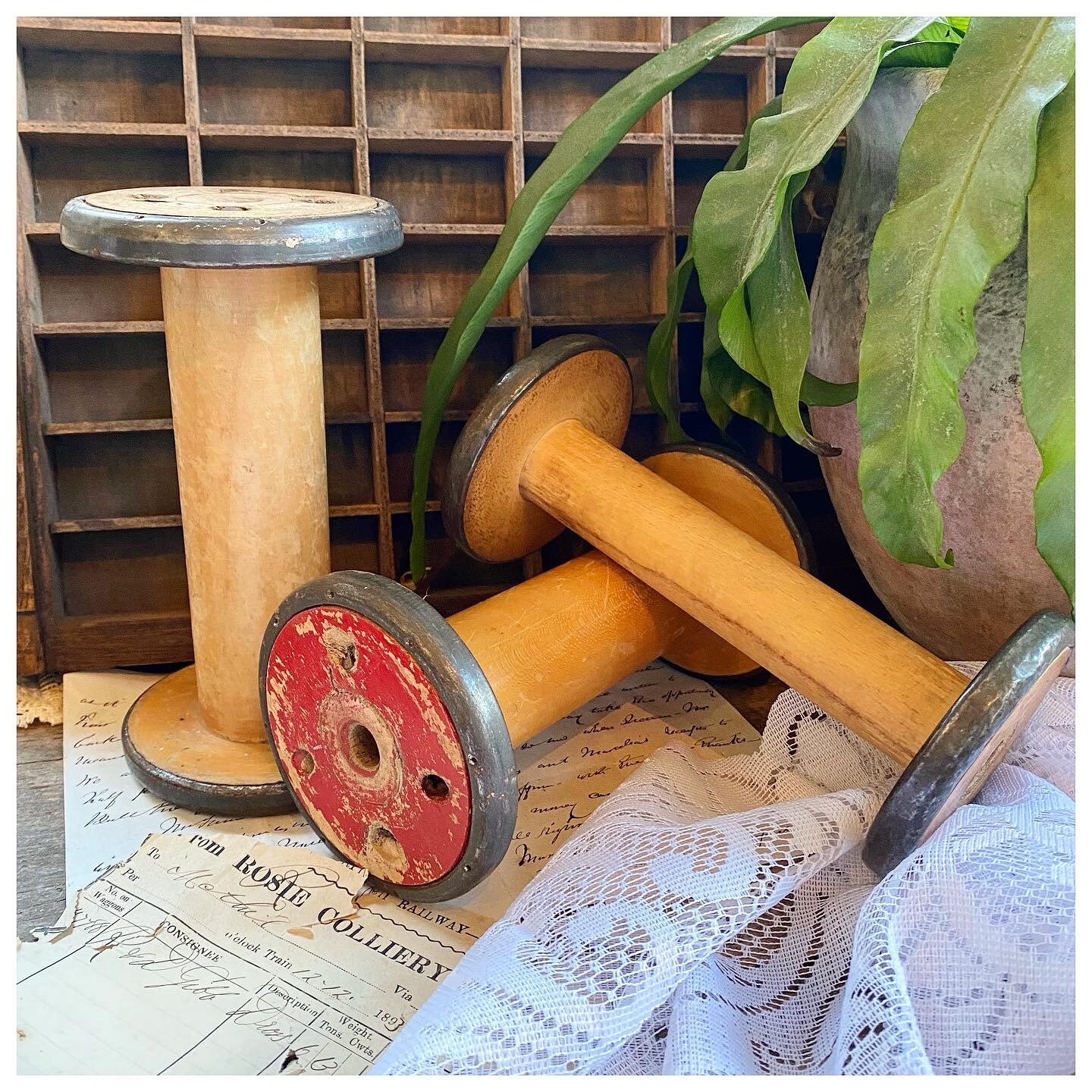 Fantastic industrial vintage wooden bobbins Etsy