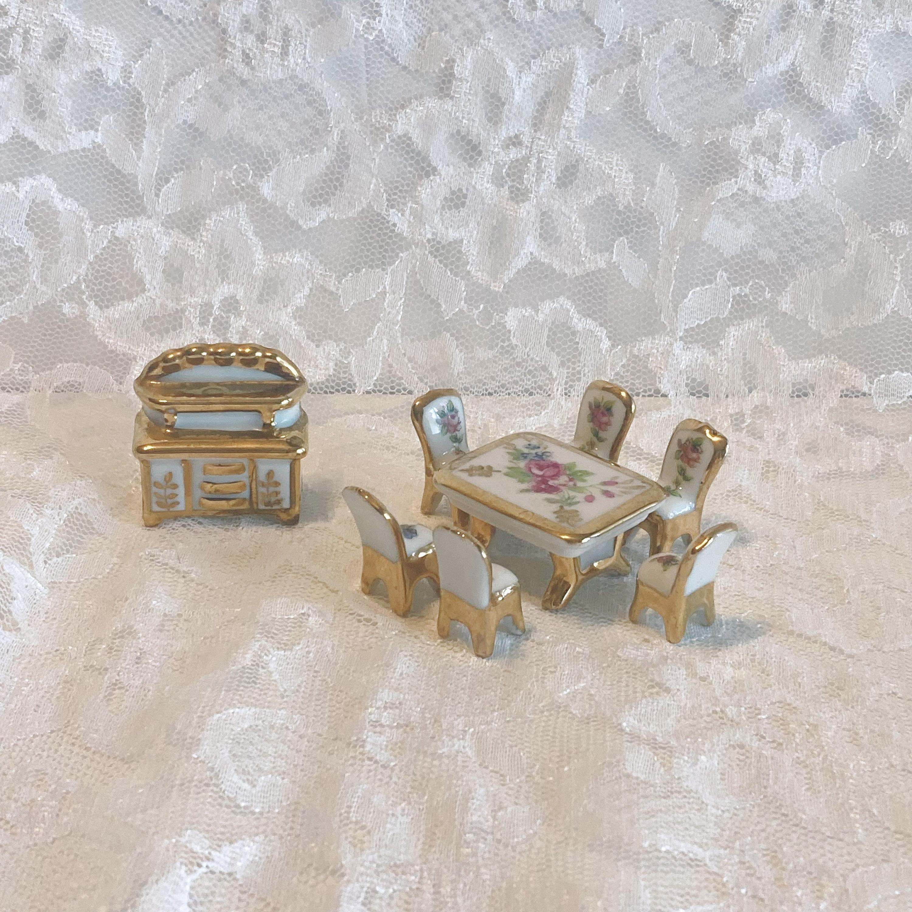 Dollhouse Furniture, Miniature Porcelain, Dining Room Set, Limoges ...