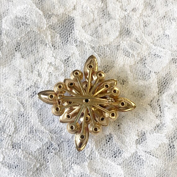 Vintage Brooch, Pink Rhinestone, Flower Motif, Na… - image 8