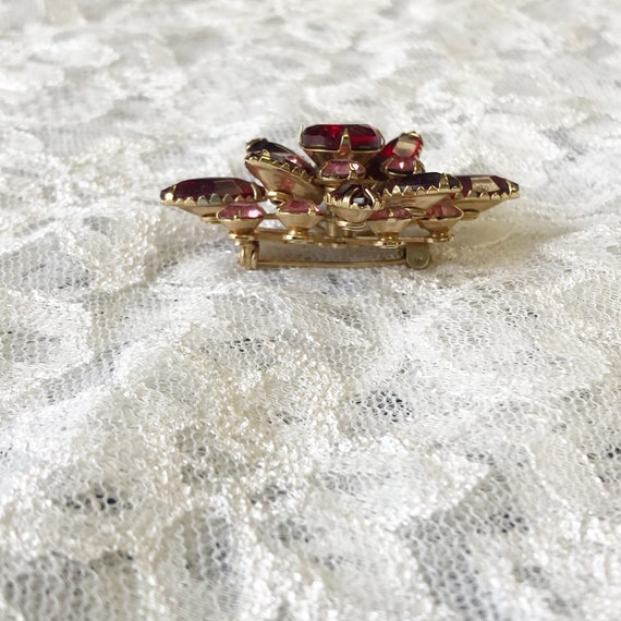 Vintage Brooch, Pink Rhinestone, Flower Motif, Na… - image 9