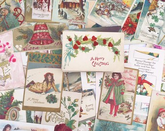 Vintage Christmas Postcard Set, Antique Postcards, Random Lot Choose Quantity, Vintage Ephemera Pack, Merry Christmas, Holiday Card