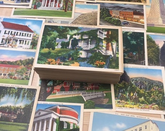 Vintage Postcard Set, Antique Postcards, Random Lot, Travel Souvenir Cards, Vintage Ephemera Pack, Linen Postcard, Sightseeing