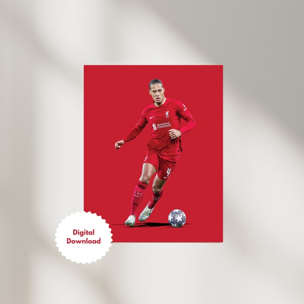 Virgil Van Dijk, VVD, Liverpool, Football, Print, Football Poster, Soccer Poster, Gift, Instant Download - DIGITAL DOWNLOAD
