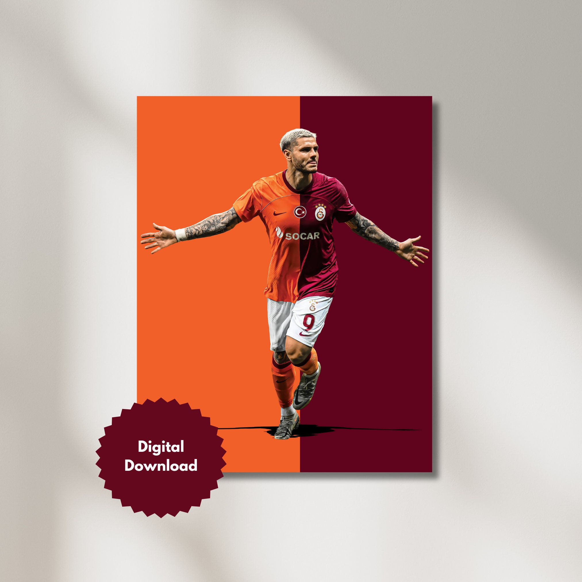 Mauro Icardi, Galatasaray, Football Print, Football Poster, Soccer Poster,  Gift, Decor, Instant Download DIGITAL DOWNLOAD 