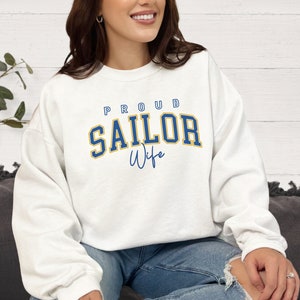 Proud Navy Family Sailor Navy Mom Sweatshirt Navy Wife Custom Sweatshirt Military Wife Gift Proud Navy Sister Gift For Her