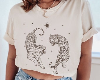 Tiger Shirt Tiger T Shirt Tiger Graphic Tee Celestial Shirt Aesthetic Clothes Trendy Clothes