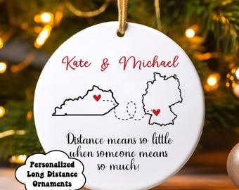 Personalized Long Distance Gift Custom Ornament Couple Gifts Best Friend Gift Boyfriend Gift Mother Daughter Gift Military Gifts