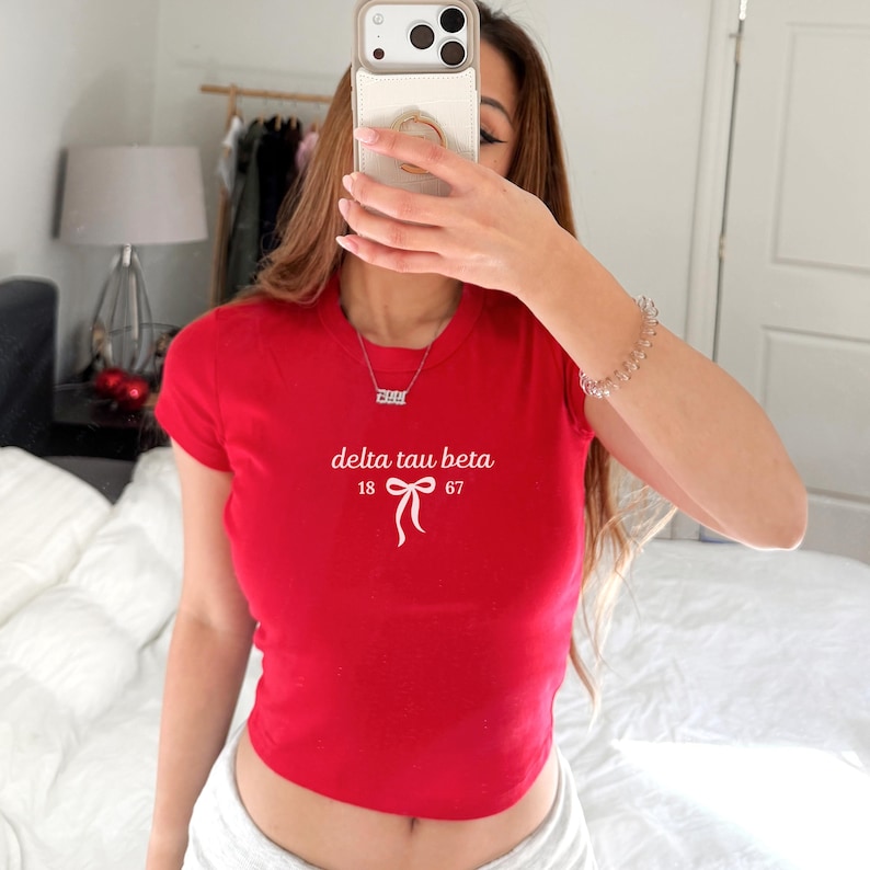 Custom Coquette Sorority Shirt Y2k Baby Tee Personalized Sorority Merch image 4