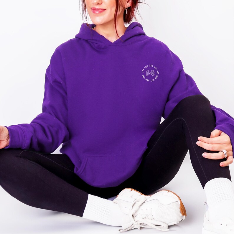 Angel Number Hoodie Aesthetic Crewneck Sweatshirt Purple Hoodie
