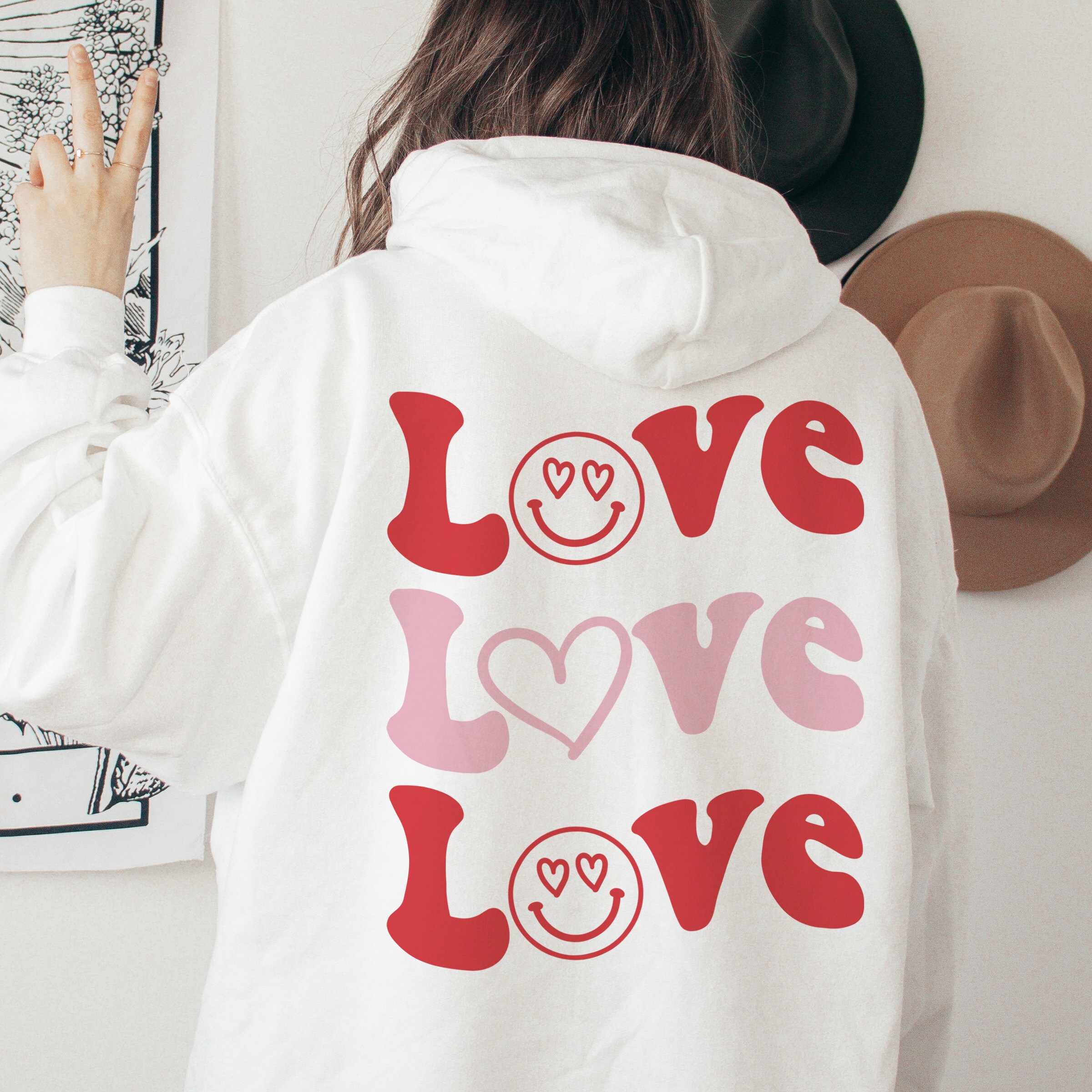 Love Sweatshirt, Love Trendy Hoodie, Smiley Face Crewneck