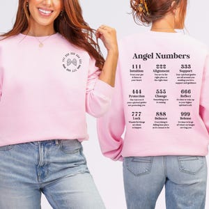 Angel Number Hoodie Aesthetic Crewneck Sweatshirt LightPink Sweatshirt