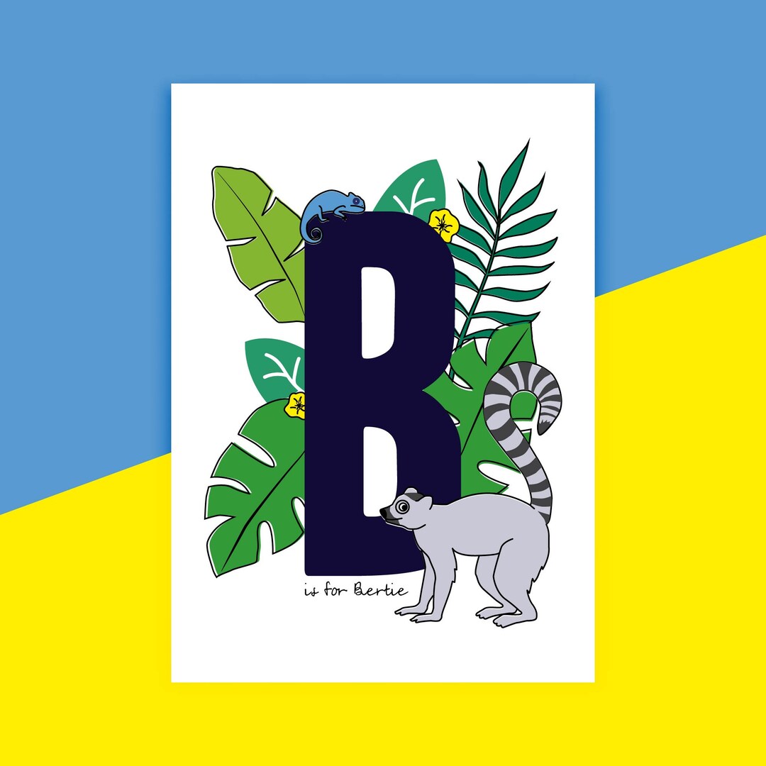 Jungle Nursery Print, Personalised Print, Animal Print, Alphabet Print