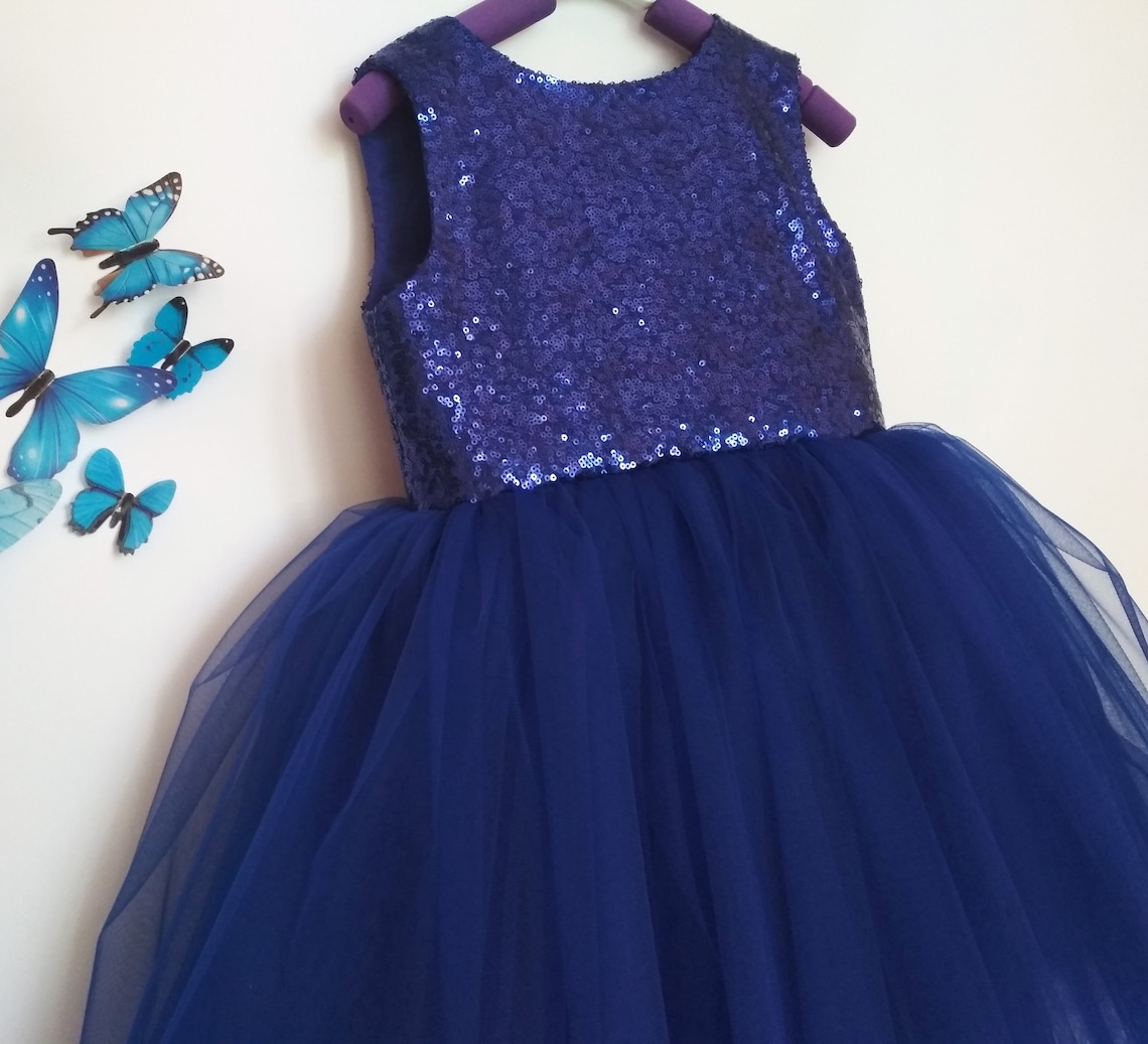 Baby girl birthday dress royal blue. Princess dress toddler. Etsy