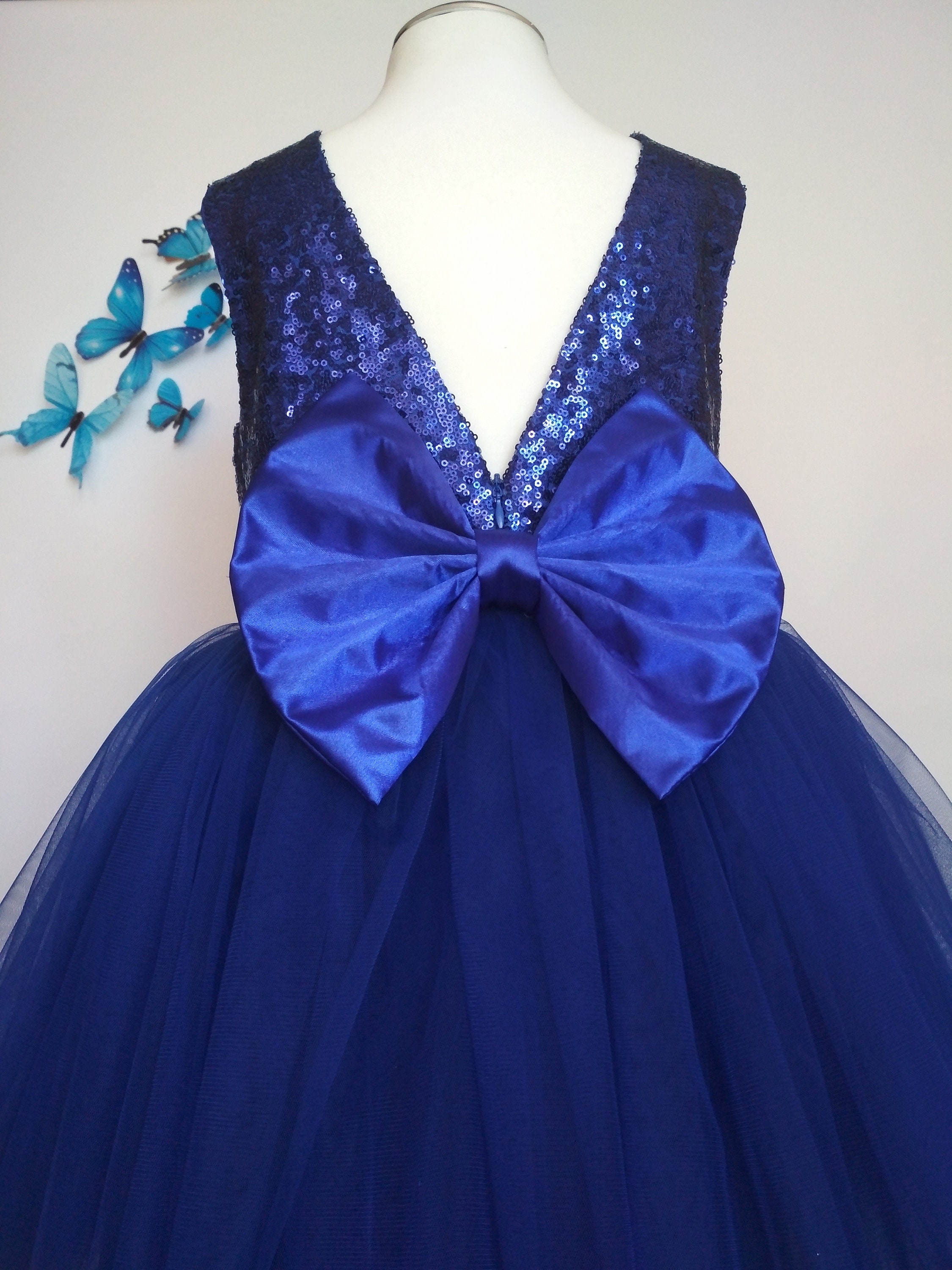 Baby girl birthday dress royal blue. Princess dress toddler. Etsy