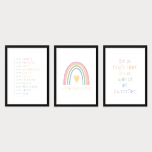 Girls Bedroom Decor, Pastel Rainbow Decor, Playroom Prints, Affirmation  Prints, BE You, Girls Personalised Wall Art, Toddler Bedroom 