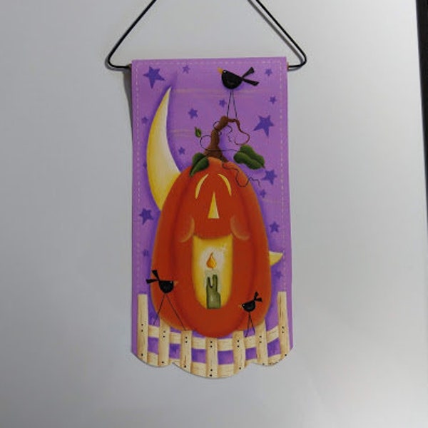 Pumpkin Smile Rock Lon Halloween Banner, Whimsical, Designed by Reneé Mullins, Halloween, Fall, Autumn