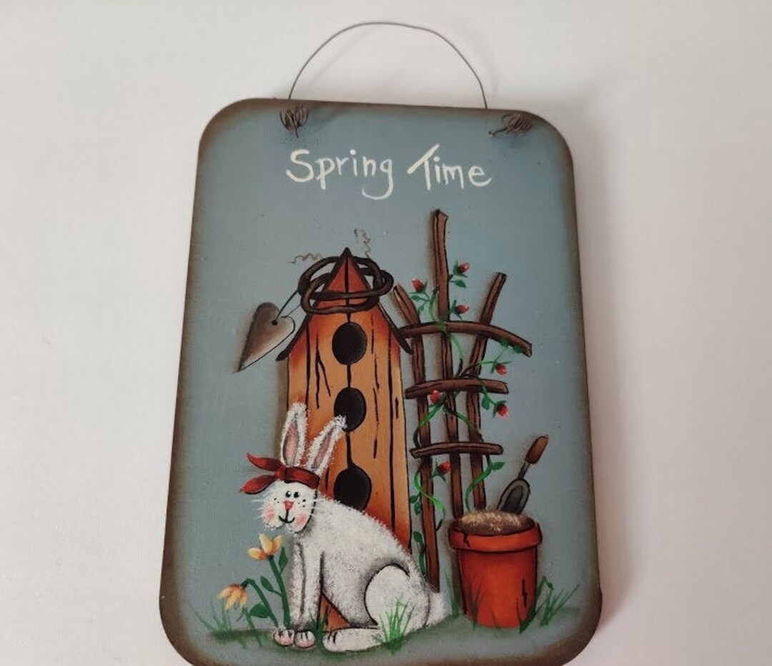 Spring Time Wood Plaque, Whimsical, Designed by Maxine Thomas, Easter ...