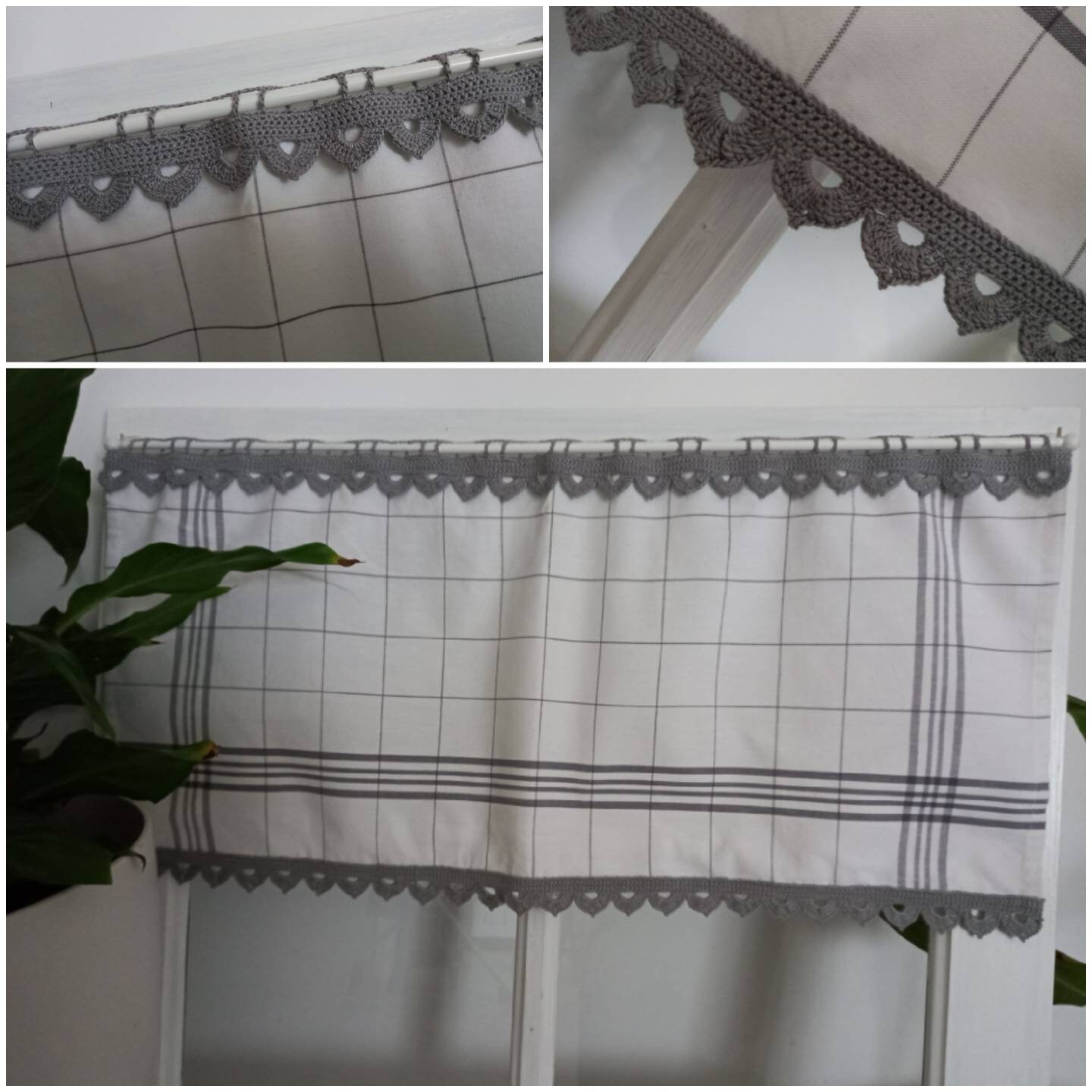 Brise Bise Fait Mains Gris et Blanc 70/33 cms