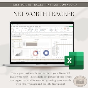 Net Worth Tracker Spreadsheet | Excel Financial Dashboard Template | Assets & Liabilities Tracker | Aesthetic Personal Finance Planner Tool