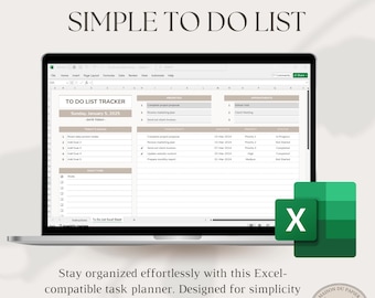 Excel Task Planner Spreadsheet | Digital To-Do List | Daily Task Tracker | Simple Task Management Template | Productivity Planner