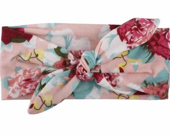 Pink Floral Rabbit Bow headband