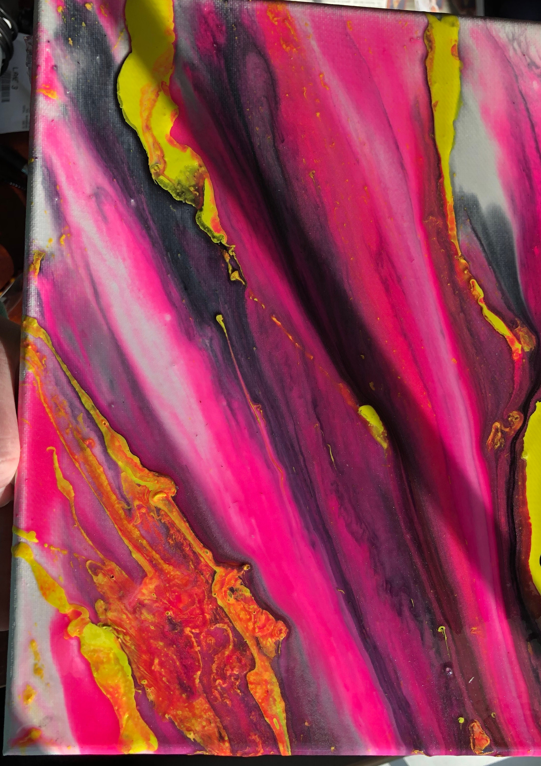 Hot Pink Resin Painting Etsy