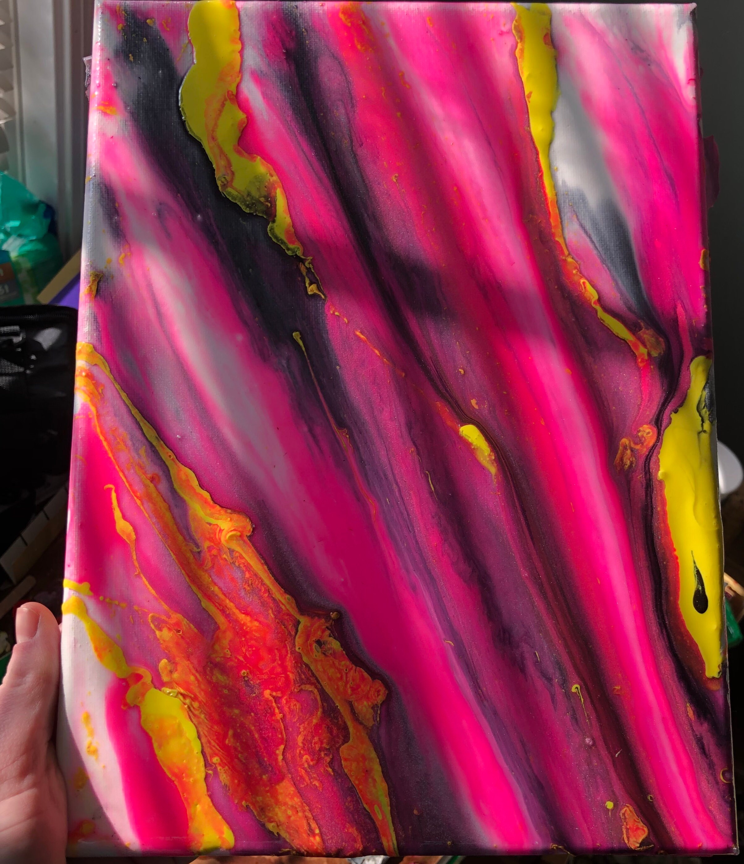 Hot Pink Resin Painting Etsy